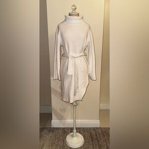 JLUXLABEL White Turtleneck Sweater Dress with Belt